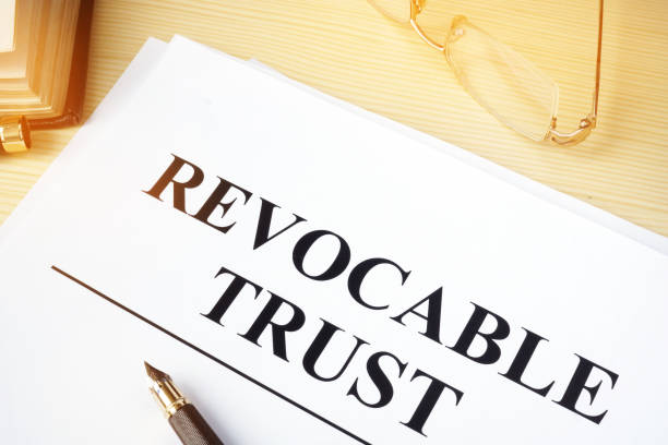 revocable trust on a wooden desk. - confiança imagens e fotografias de stock