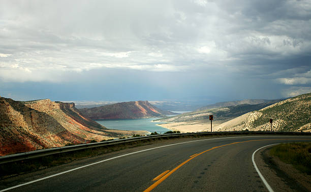istock Landscape image of Flaming Gorge on a cloudy day 90855062