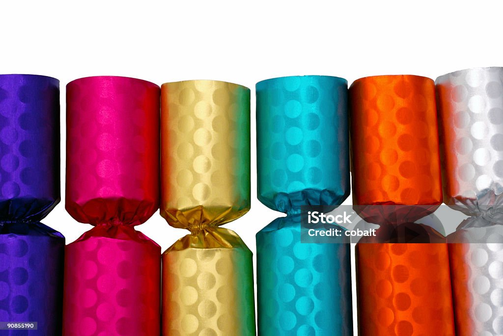 Party Crackers Border made of colourful party crackers Christmas Cracker Stock Photo