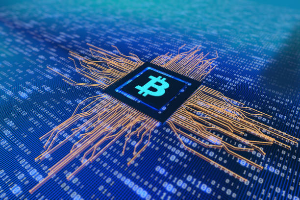 istock 3D illustration, virtual transaction currency, bitcoin, internet finance, internet economy, circuit board 908557424