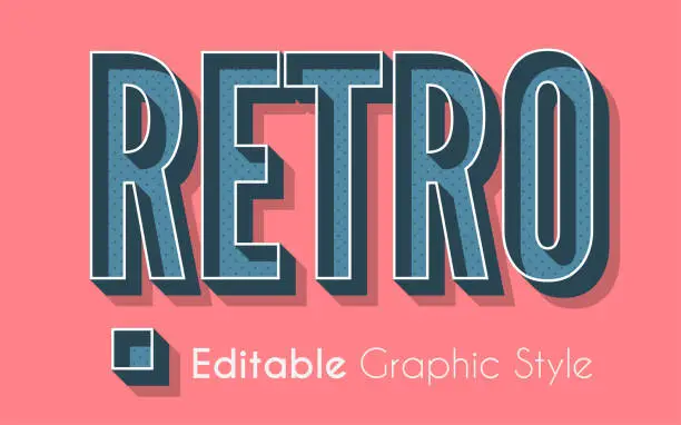 Vector illustration of 3D Retro Graphic Style