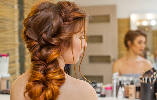 Beautiful With Long Redhaired Hairy Girl Hairdresser Weaves A French Braid In A Beauty Salo Stock Photo - Download Image Now - iStock Beautiful With Long Redhaired Hairy Girl Hairdresser Weaves A French Braid In A Beauty Salo Stock Photo - Download Image Now - iStock