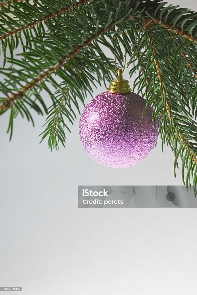 Bola de Navidad púrpura decoración - Foto de stock de Abeto libre de derechos