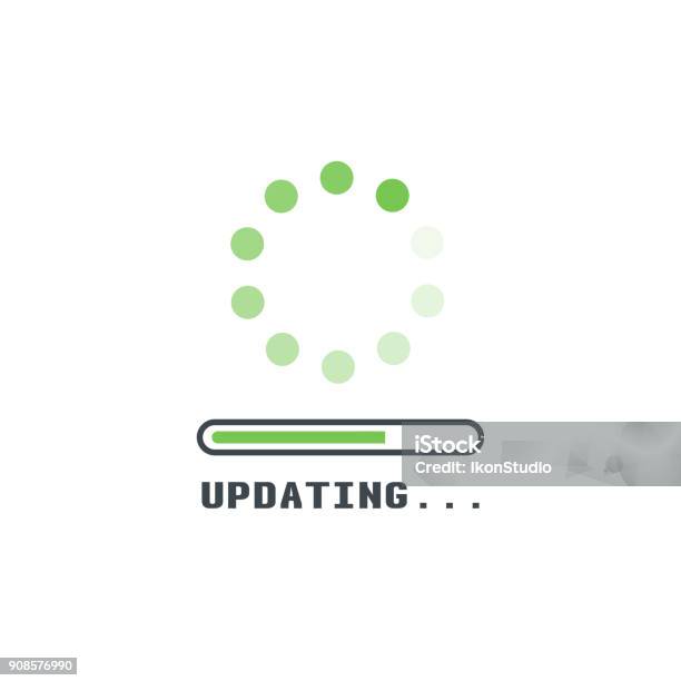 Upadting Line Icon Stock Illustration - Download Image Now - Green Color, Loading, Downloading