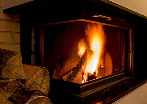 istock Wood burning in the fireplace 908578984