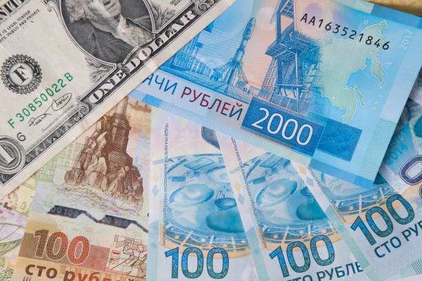 istock new Russian money banknotes and commemorative . banknote with dollar 908587280