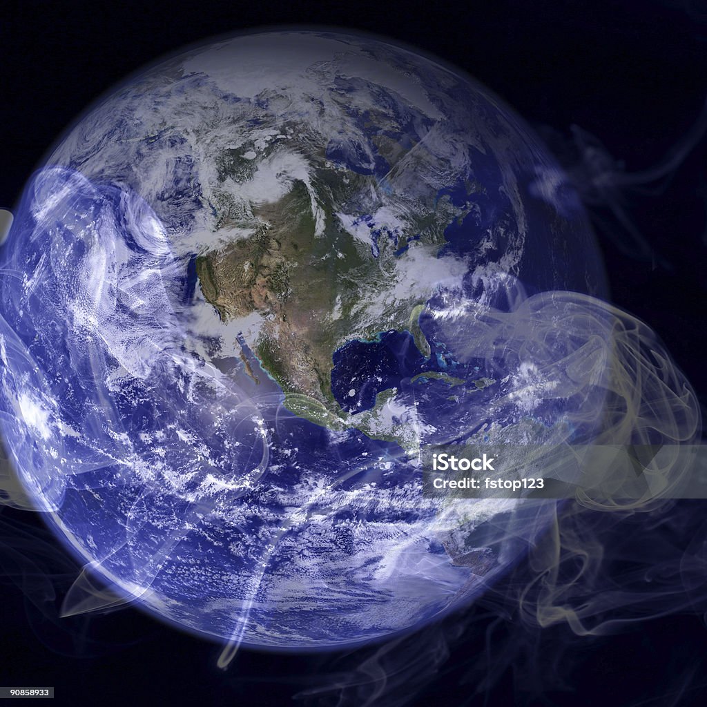 Earth in a swirl of smoke Atlantic Ocean Stock Photo
