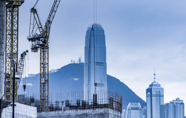 Construction site in Hong Kong stock photo