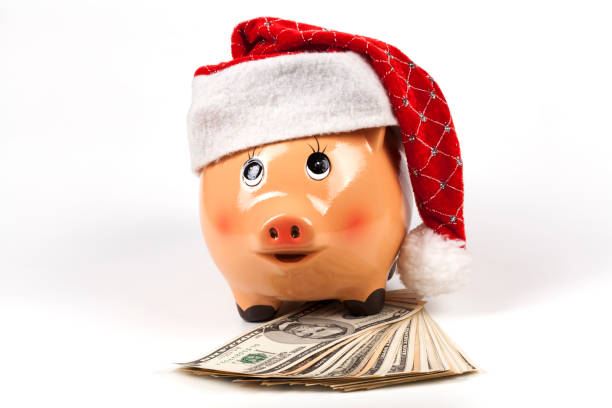 istock Christmas Piggy on Dollars 908593626