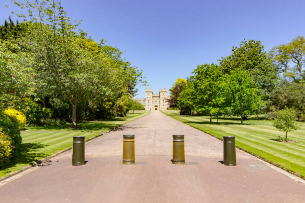 Windsor, England - 26 May 2017: View of the Park surrounding The Long Walk road in front of the Windsor Castle, hosting the royal family of England.