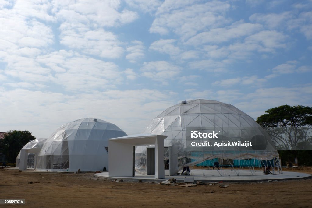 Geodesic plastic dome. Agriculture Stock Photo