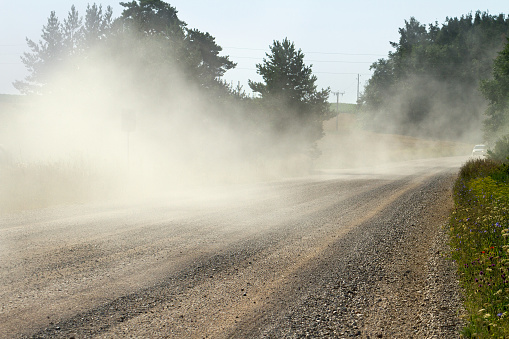 Natural gravel dust country road.