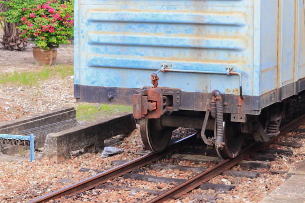 old train on railroad at the station