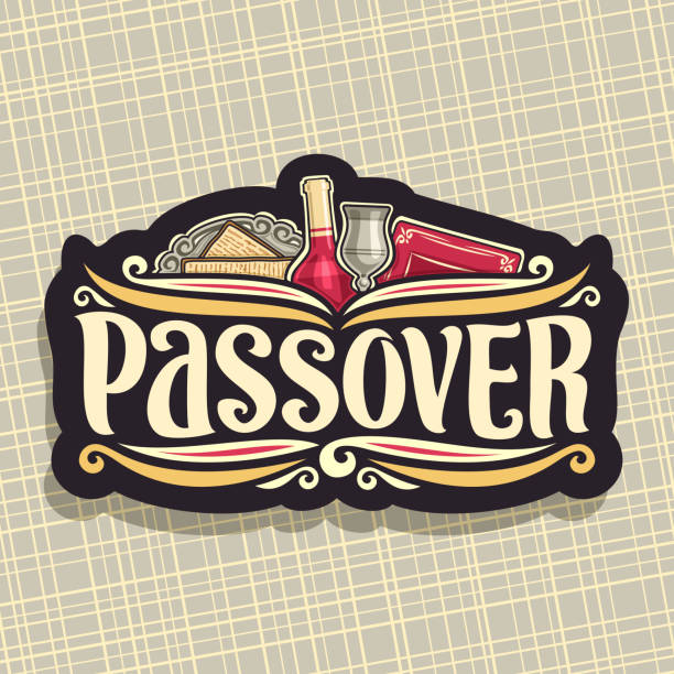 векторный знак для праздника пасхи - passover wine book judaism stock illustrations