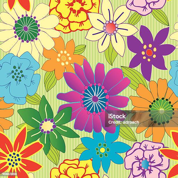 원활한 컬러풀 플로럴 반복 배경기술 0명에 대한 스톡 벡터 아트 및 기타 이미지 - 0명, 꽃 나무, 꽃 한송이