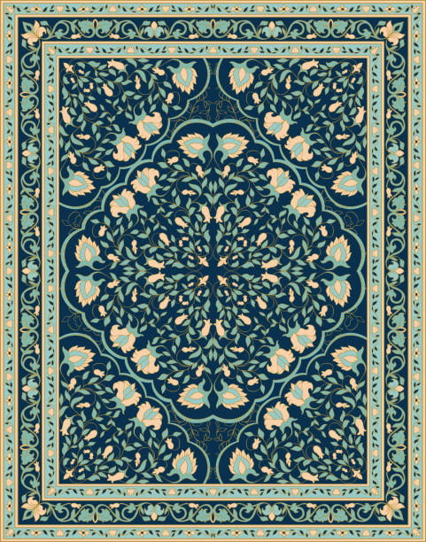Blue template for carpet. vector art illustration