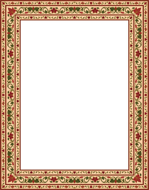Template for frame. Oriental colorful floral ornament. Template for frame, card, border. Vector pattern with place for your text. medieval stock illustrations