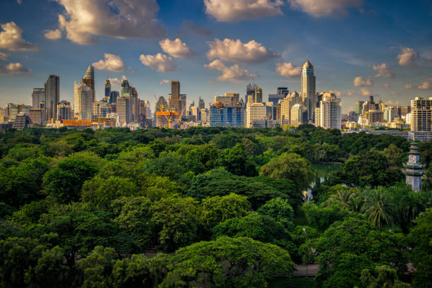istock Sunset scence of Bangkok skyline Panorama 908626366
