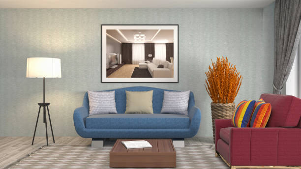 istock Interior living room. 3d illustration 908628488