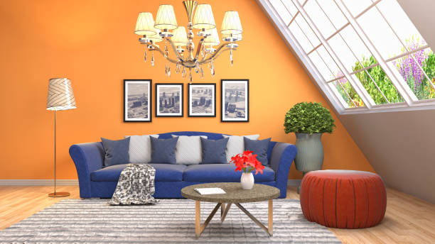istock Interior living room. 3d illustration 908628514