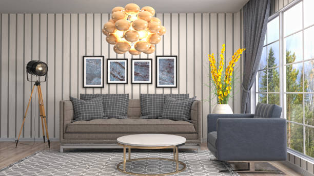istock Interior living room. 3d illustration 908628760