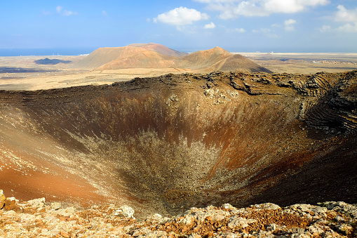 Crater of famous volcano Calderon Hondo on the Canary Island Fuerteventura, Spain.