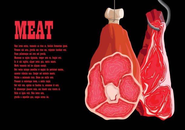Meat Hanging On A Hook Stock Illustration - Download Image Now -  Backgrounds, Hanging, Meat - iStock