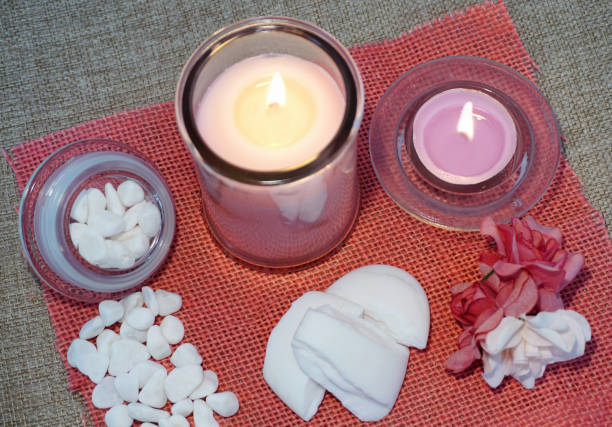 istock Candles, perfumed soap and other spa products 908632440