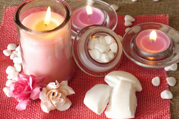 istock Perfumed candles, soap and other spa and relaxing products 908632594