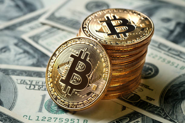 bitcoin en dólares - symbol internet horizontal macro fotografías e imágenes de stock