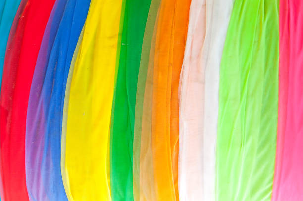 istock Multi-colored cloth used for decoration in thailand temple 908635698