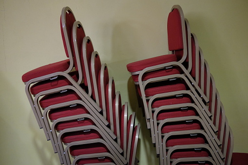 stacked red chairs