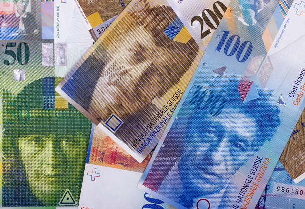 istock Swiss money frank abstract background or texture. 908643788