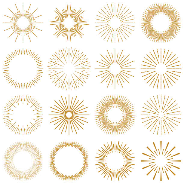 illustrations, cliparts, dessins animés et icônes de collection de rayons d’or burst - sunbeam