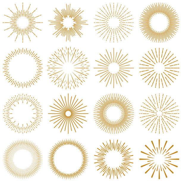 kolekcja golden burst rays - iskry obrazy stock illustrations
