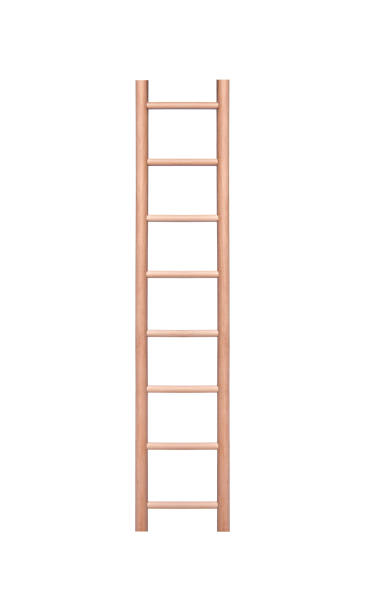 istock Wooden ladder isolated isolated on white background 908664658