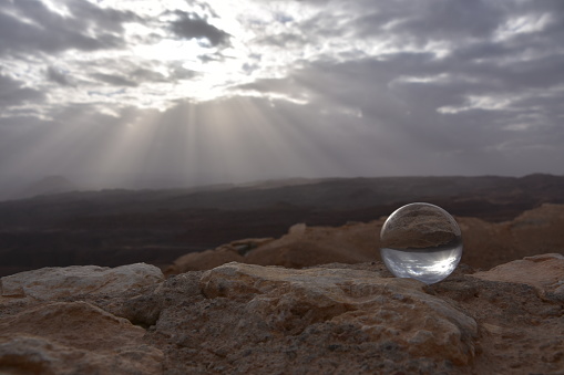 Eilat Mountains view through crystal ball