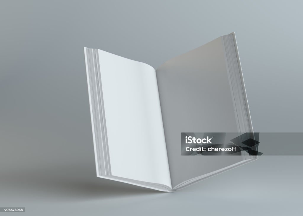 Empty Script Book White Empty Open Book On Gray Background Stock Photo - Download Image ...