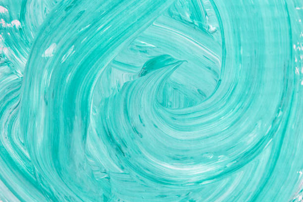 swirly verde bianco acqua sfondo dipinto astratto - teal color foto e immagini stock