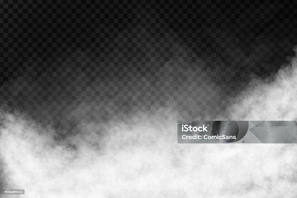 Vector aislado humo efecto realista sobre el fondo transparente. - arte vectorial de Humo - Estructura física libre de derechos
