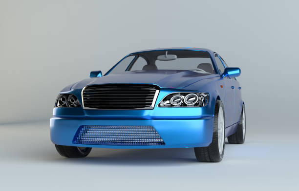 istock Blue luxury dream sports car in studio 908689900