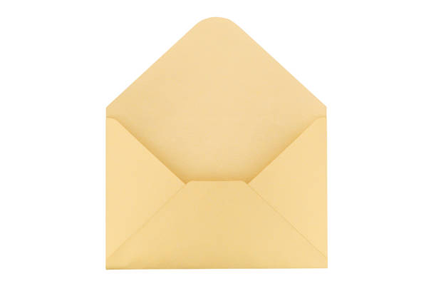 istock Open yellow paper envelope isolated on white background. 908692078