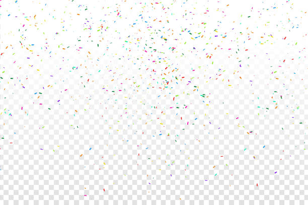 wektor realistyczne kolorowe konfetti na przezroczystym tle. koncepcja szczęśliwych urodzin, imprez i świąt. - glitter silver star shape white stock illustrations