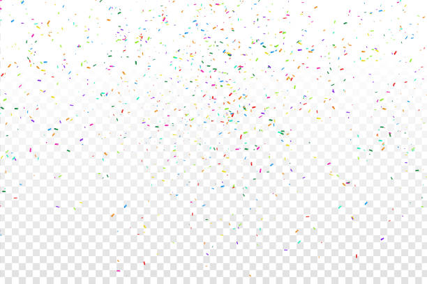 Vector realistic colorful confetti on the transparent background. Concept of happy birthday, party and holidays. Vector realistic colorful confetti on the transparent background. Concept of happy birthday, party and holidays. confetti star shape red yellow stock illustrations