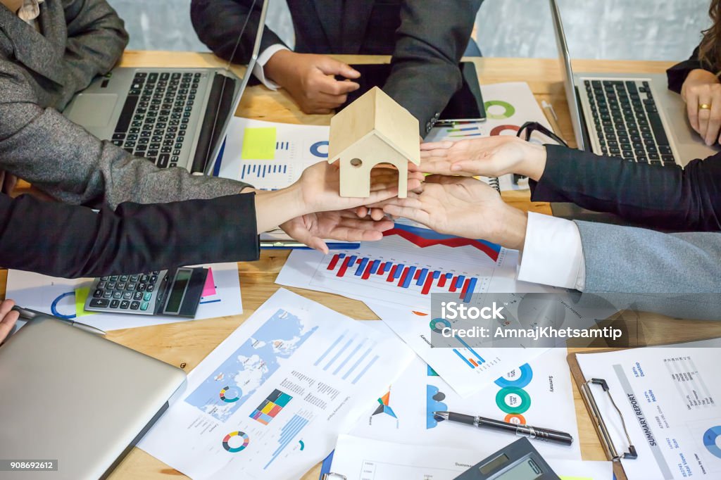Working as a teamwork of real estate businesses. Military Training Stock Photo