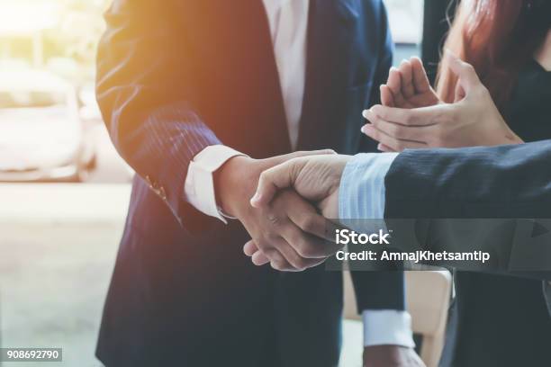 Business Shaking Hands Business Executives To Congratulate The Joint Stock Photo - Download Image Now
