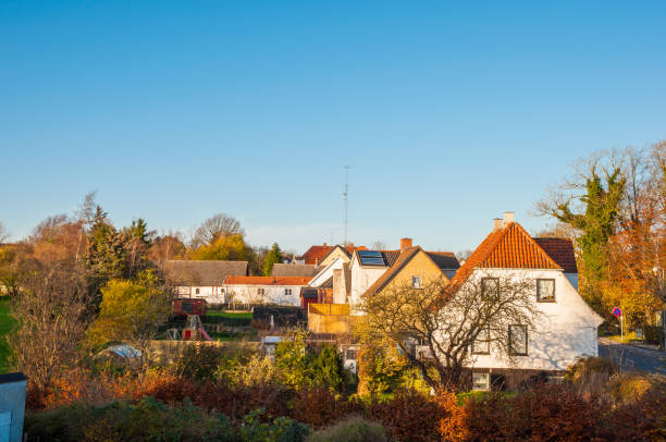 Countryside town of Mern in Denmark on a sunny autumn day