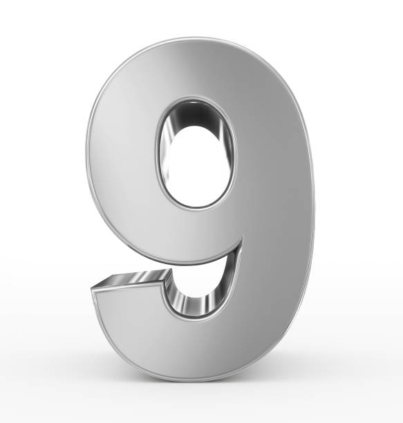 istock number 9 3d silver isolated on white 908696854
