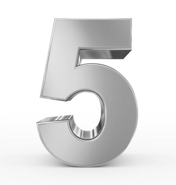 istock number 5 3d silver isolated on white 908697028