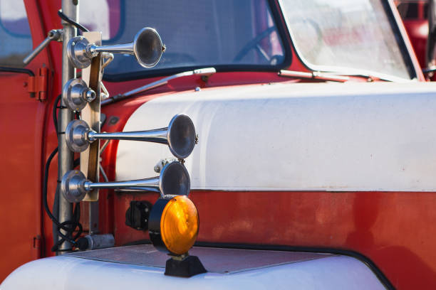 Close up of a retro fire truck horn
